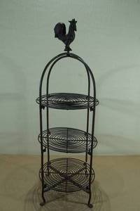 lot 168 image: 3-Tier Countertop Metal Shelf with Rooster