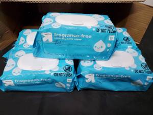 lot 205 image: Five Unopened Packages Of Fragrance-Free Cloth-Like Baby Wipes
