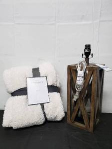 lot 211 image: Throw Blanket And Lamp Base