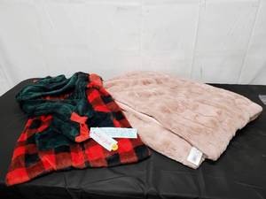 lot 216 image: Faux Fur Throw Blanket And Hooded Onesie Pajamas