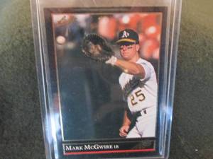 lot 49 image: 1992 Leaf Mark McGwire 16 Error Car...