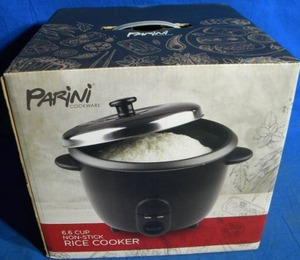 lot 35 image: Parini Rice Cooker-6.6 Cup Non-Stick BRAND NEW IN SEALED BOX