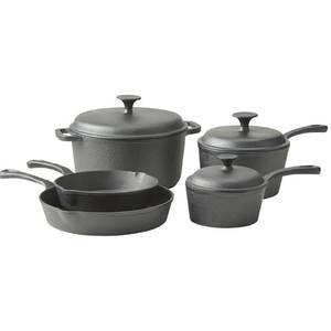 lot 7 image: Brand New 8-Pc. Pre-Seasoned Cast Iron Cookware Set
