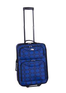 lot 64 image: Brand New American Flyer Argyle Softside Wheeled Luggage Set  Blue (2 Pieces)