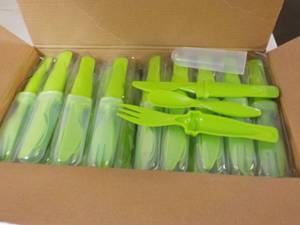 lot 307 image: Case of 50 Lime Green Plastic Cutle...