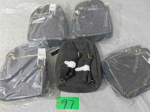 5 Pack Lot NYC 10.5 Braided O-Ring Dome Multi Zip Backpack - Black