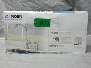 Chrome Moen 87702 Sombra Single-Handle Standard Kitchen Faucet with Side Sprayer