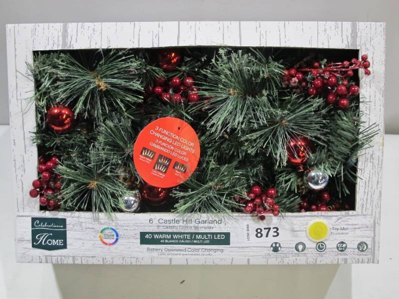 lot 42 image: NEW J & J Seasonal CHL-5PTF7-612 Color Change Christmas Garland, Green, 12 X 6
