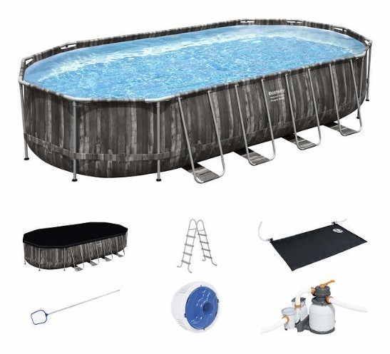 lot 27 image: Bestway Power Steel 22 x 12 x 48 Above Ground Oval Pool Set