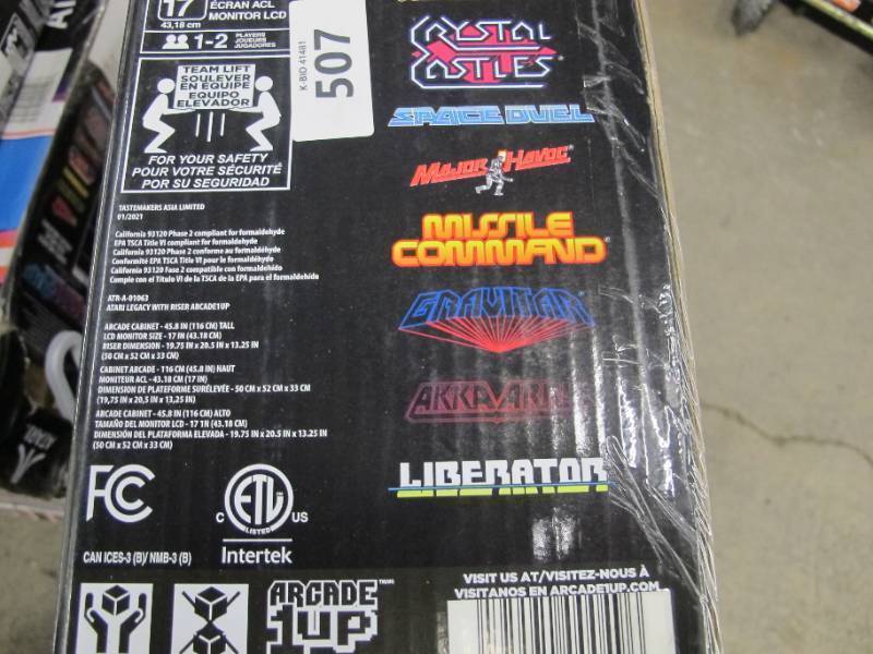 lot 84 image: New in Distressed Box - Arcade1Up - Atari Tempest Legacy Arcade w Riser - Unassembled