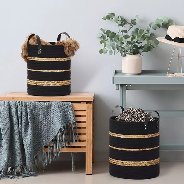 lot 96 image: Closet Complete 2-Pc. Natural Cotton & Grass Braided Basket Set