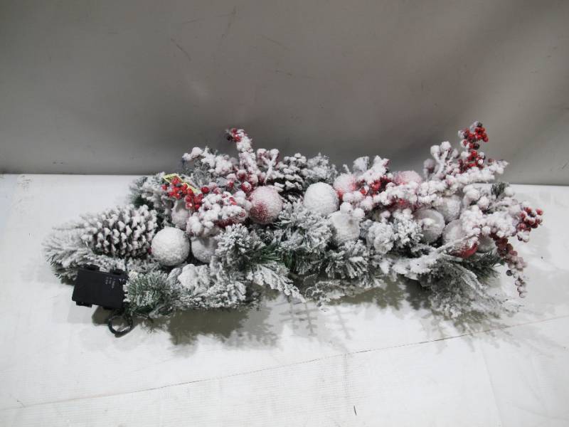 lot 106 image: Vickerman 30 inch Flocked Artificial Christmas Teardrop, Battery Operated Pure White LED Lights