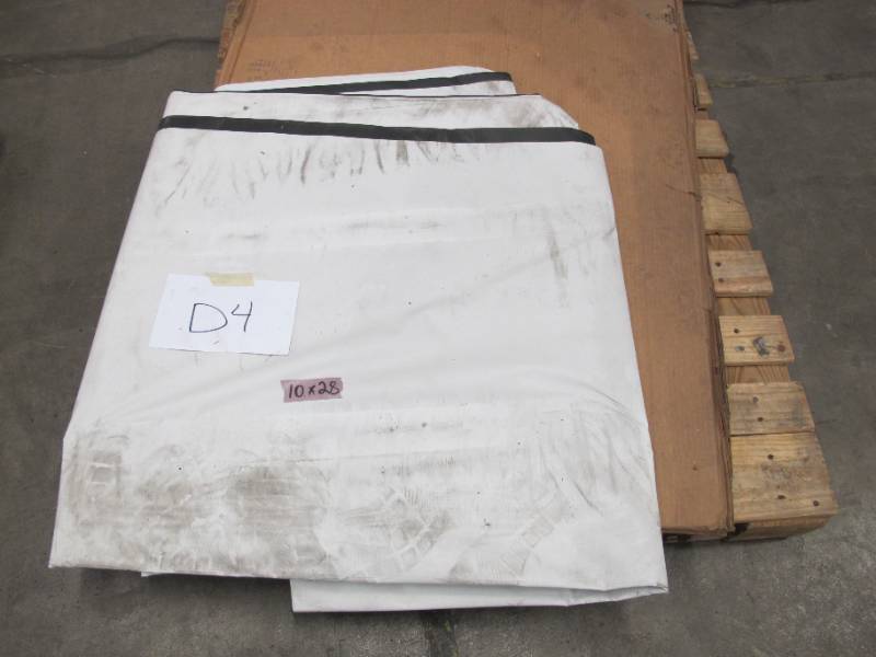 lot 119 image: NEW Vinyl Tarp - 10 x 28  Black  White Vinyl tarp - 13 oz. Medium Lightweight Duty - DIRTY