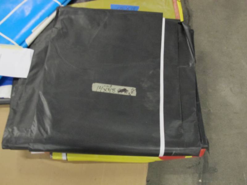 lot 130 image: NEW Vinyl Tarp - 14 x 48 Black  White Vinyl tarp - 9 oz. Lightweight Duty - DIRTY