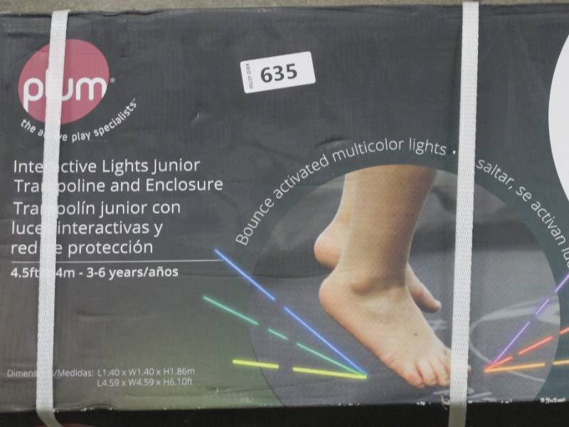 lot 182 image: NEW Plum Trampoline Junior with Interactive Lights and Enclosure 4.5 x 6.1