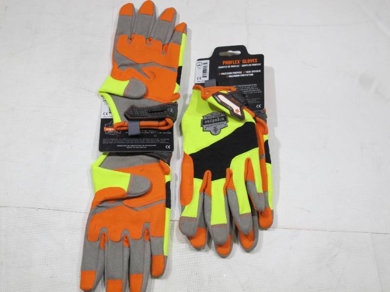 lot 855 image: NEW Pair of Ergodyne ProFlex 710 Heavy-Duty Mechanics Gloves - Medium - Hi-Vis Lime