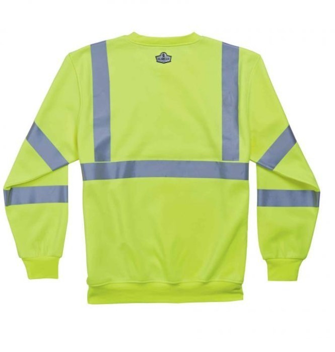 lot 856 image: NEW Ergodyne GloWear 8397 Hi-Vis Crewneck Sweatshirt - Type R, Class 3 - Lime  Large