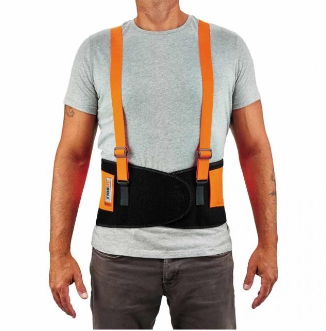 lot 857 image: NEW Ergodyne ProFlex 100HV Economy Spandex Hi-Vis Back Support Brace - Orange Large