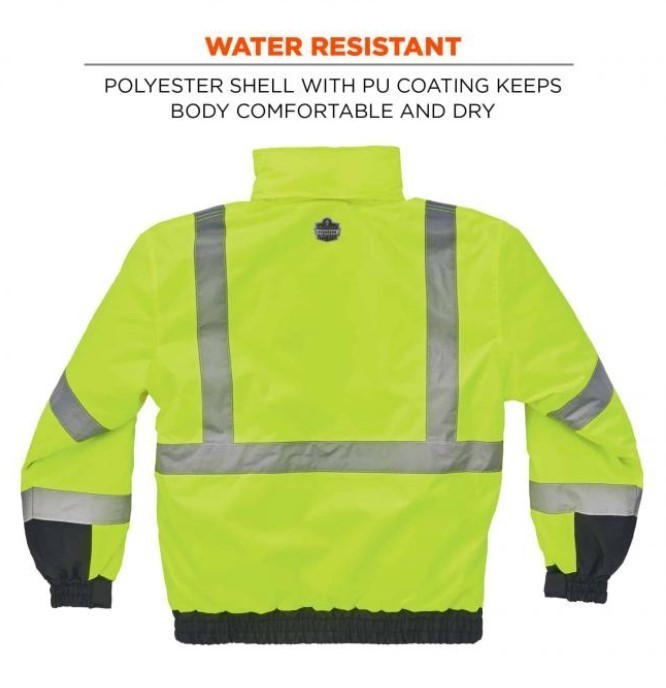 lot 860 image: NEW GloWear 8377 Hi-Vis Winter Bomber Jacket - Type R, Class 3 - 3XL - Lime