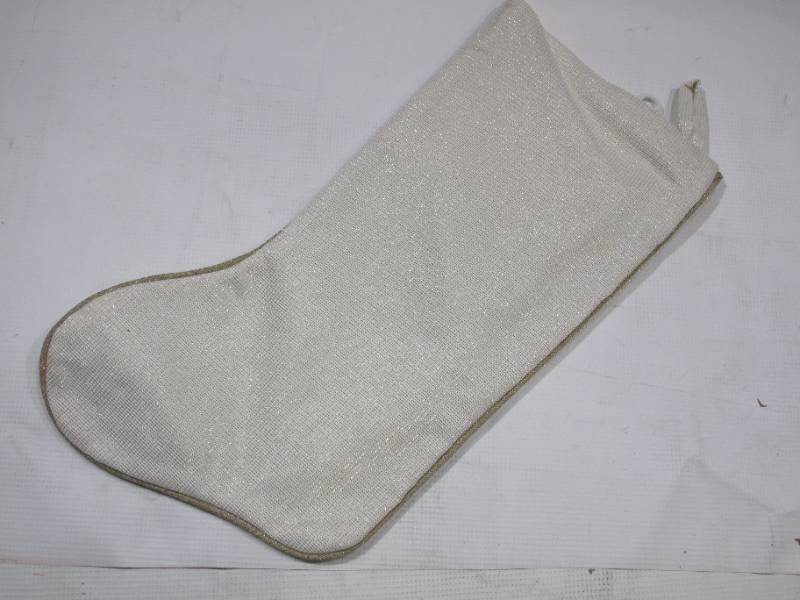 lot 871 image: NEW St Nicks Choice Christmas Stocking Ivory Linen with Snowflakes