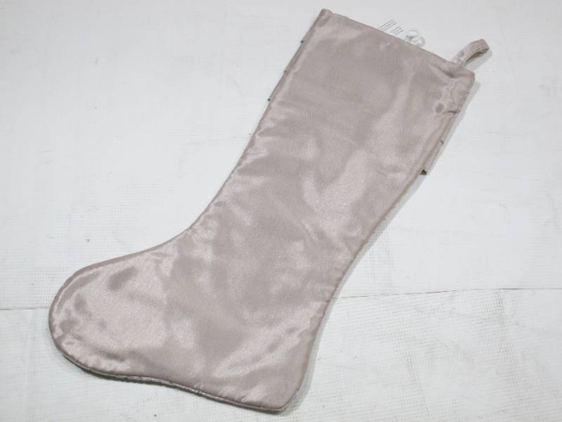 lot 877 image: NEW St. Nicks Choice Ivory Taupe Velvet Christmas Stocking