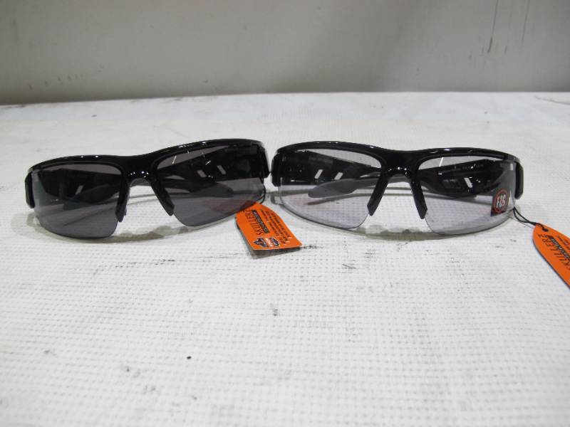 lot 886 image: NEW 2 pack of Ergodyne Skullerz Dagr Safety Glasses, Black Frame - Clear and Smoke Lens