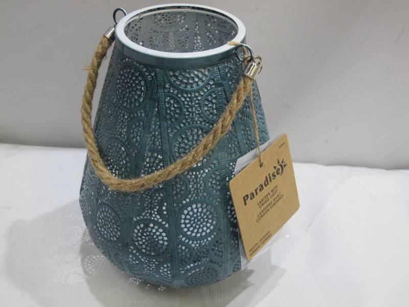 lot 960 image: Paradise Lighting Metal Lantern Turquoise