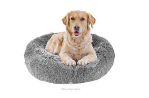 lot 82 image: NEW Canine Creations Arlee Calming Vegan Fur Memory Foam Donut Style Pet Bed 29 - Tan