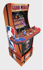 lot 83 image: Arcade 1UP, NBA Jam Arcade w riser and light up marquee and Stool