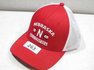 lot 263 image: NEW Captivating Brand Nebraska Cornhusker One Size Fits Most Trucker Baseball Cap - RedWhite