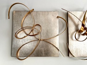 lot 10 image: Pair of Metal Abstract Decorative Wall Hangings