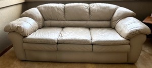 lot 2 image: Taupe Colored Leather Sofa