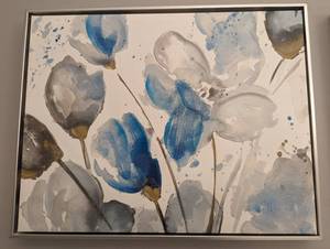 lot 42 image: Pair of Framed Floral Canvas Prints