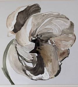 lot 47 image: Gold Framed Metallic Floral Print