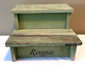 lot 100 image: Vintage Nursery Rhyme Painted Wooden Step Stool