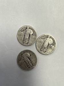 lot 3 image: Lot of 3 Standing Liberty Quarters