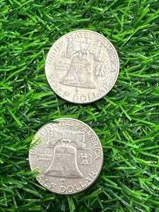lot 5 image: Lot of 2 Franklin Half Dollars