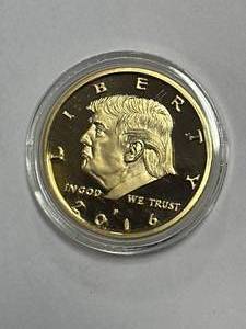 lot 19 image: 2016 Gold Plated Trump Coin