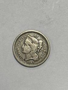 lot 56 image: 1865 3 Cent Piece
