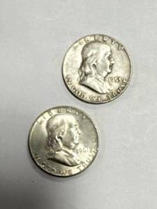 lot 67 image: Lot of 2 Franklin Half Dollars