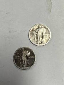 lot 68 image: Lot of 2 Standing Liberty Quarters