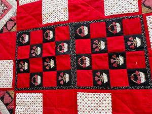 lot 53 image: Handmade Heart Themed Quilt