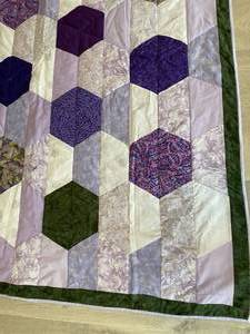lot 63 image: Lovely Lavender and Purple Handmade Quilt