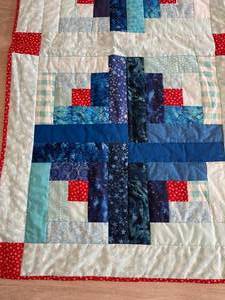 lot 73 image: Handmade Bright Colored Quilt