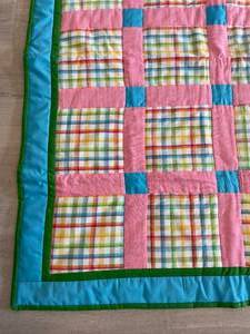 lot 76 image: Handmade Pastel Colored Quilt