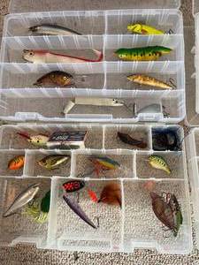 lot 83 image: Large Fishing Lure Lot with Plastic Storage