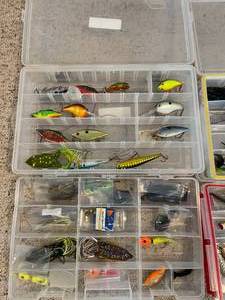 lot 93 image: Large Fishing Tackle Lot in Plastic Storage