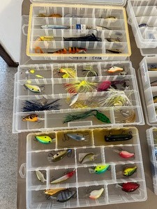 lot 87 image: Large Fishing Lure Lot in Plastic Storage