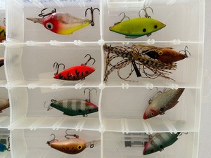 lot 12 image: Assorted Fishing Lures in Plastic Organizers