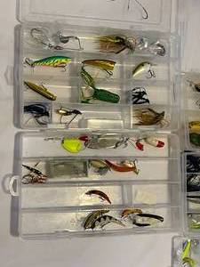 lot 126 image: Large Fishing Lure Lot in Plastic Storage
